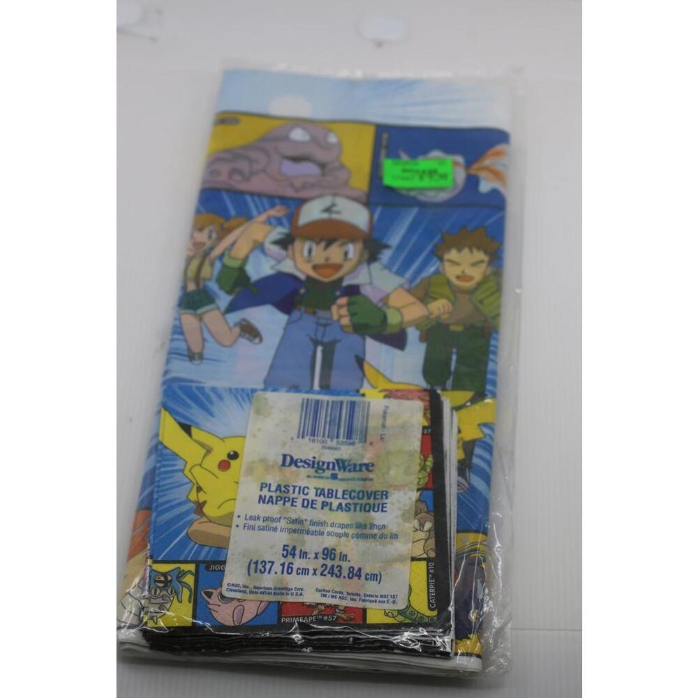 Vintage Pokemon Ash Pikachu Team Rocket Plastic Table Cover 54" x 96"